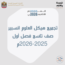 تجميع هيكل العلوم انسبير صف تاسع فصل أول 2025-2026م
