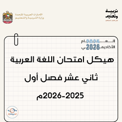 هيكل امتحان اللغة العربية ثاني عشر فصل أول 2025-2026م