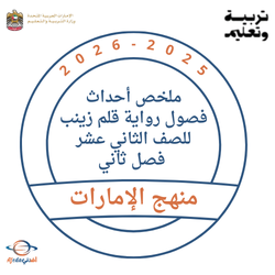 ملخص أحداث فصول رواية قلم زينب للصف الثاني عشر فصل ثاني