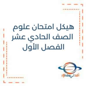 هيكل امتحان علوم الصف الحادي عشر فصل أول منهج الإمارات