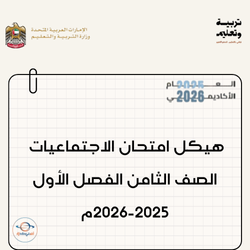 هيكل امتحان مادة الاجتماعيات صف ثامن فصل أول 2025-2026م