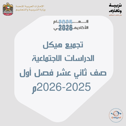 تجميع هيكل الدراسات الاجتماعية صف ثاني عشر فصل أول 2025-2026