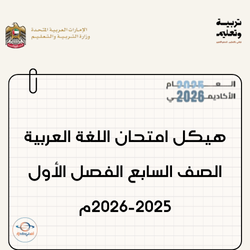 هيكل امتحان اللغة العربية الصف السابع الفصل الأول 2025-2026م