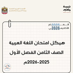 هيكل امتحان اللغة العربية الصف الثامن الفصل الأول 2025-2026م