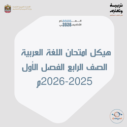 هيكل امتحان اللغة العربية الصف الرابع الفصل الأول 2025-2026م
