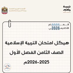 هيكل امتحان التربية الإسلامية صف ثامن فصل أول 2025-2026م