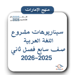 بنك سيناريوهات مشروع اللغة العربية صف سابع فصل ثاني 2025-2026