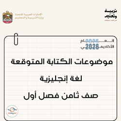 موضوعات الكتابة المتوقعة لغة إنجليزية صف ثامن فصل أول