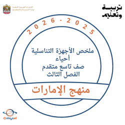 ملخص الأجهزة التناسلية أحياء صف تاسع متقدم الفصل الثالث