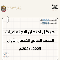 هيكل امتحان الاجتماعيات الصف السابع الفصل الأول 2025-2026م